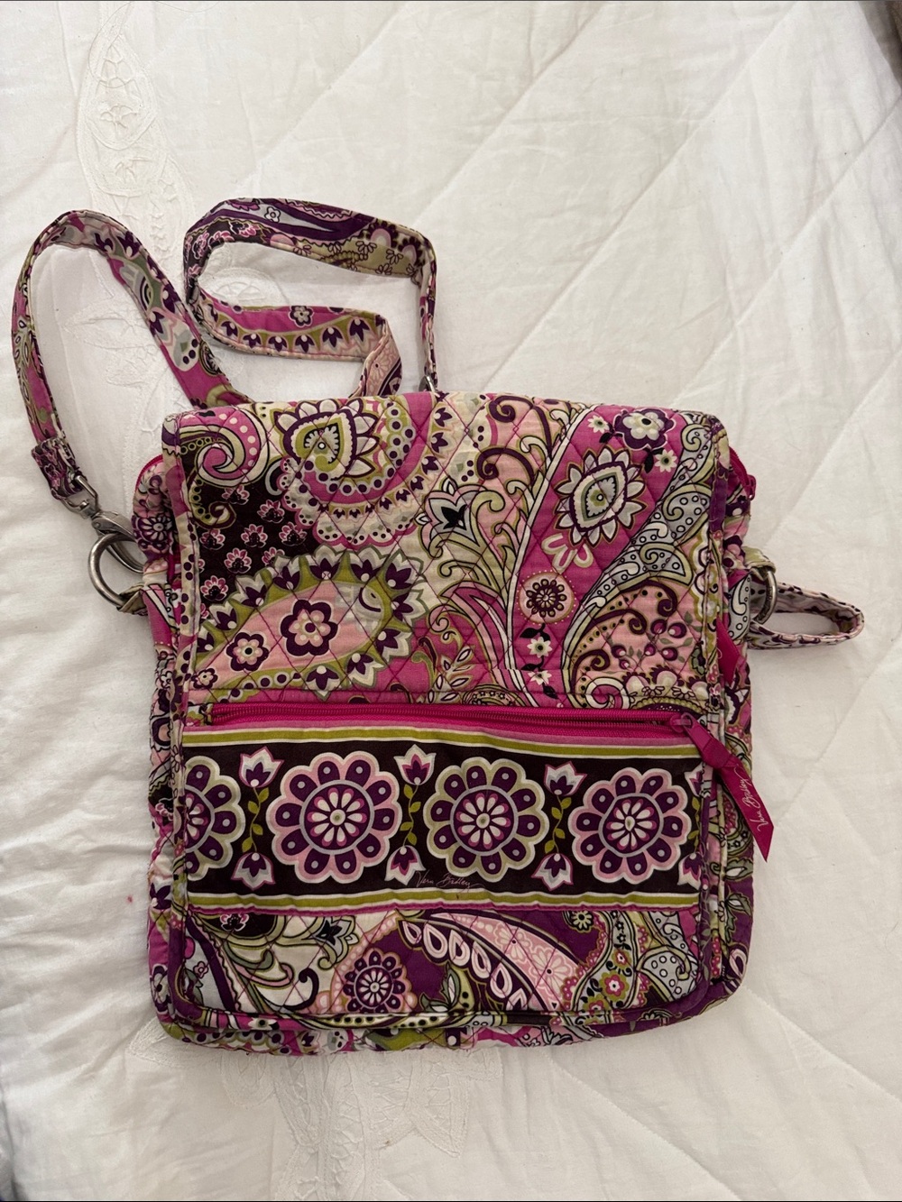 Vera Bradley Pink Paisley Quilted Crossbody Bag
